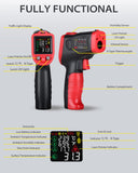 Wintact Infrared Surface Thermometer -58℉ to 1202℉, Dew Point/Mould Detector, Laser Temperature Humidity Gun, Hygrometer, Pyrometer with Thermocouple for Home, HVAC Black