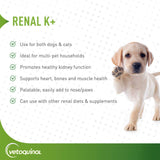 Vetoquinol Renal K+ (Potassium Gluconate) Potassium Supplement Gel for Dogs and Cats, 5oz