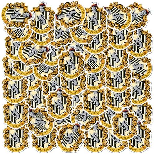 Harry Potter Hufflepuff Crest 50ct Vinyl Large Deluxe Stickers Variety Pack - Laptop, Water Bottle, Scrapbooking, Tablet, Skateboard, Indoor/Outdoor