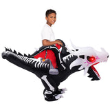 Spooktacular Creations Inflatable Costume for Kids, LED Light Eyes Dragon Skeleton Air Blow Up Costumes, Ride On Deluxe Costumes for Halloween Costume Parties(Up to 4ft7'')