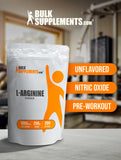 BULKSUPPLEMENTS.COM L-Arginine Powder - Arginine 1000mg, Arginine Supplement - Nitric Oxide Supplement, Unflavored & Gluten Free, 1000mg per Serving, 250g (8.8 oz) (Pack of 1)