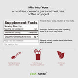 ECO-TASTE Ginseng Root Extract Powder-Korean Panax for smoothies, coffee or drinks, 10% Ginsenosides, 60g (60 servings)