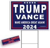 Donald Trump Vance Yard Signs MAGA 2024 with Metal Stand Made in America! (1, 24X18)