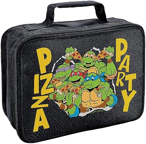 LOGOVISION Teenage Mutant Ninja Turtles TMNT Pizza Party Insulated Soft Sided Lunch Box - Reusable Lunch Bag For School Office Work, BPA Free