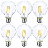 Dimmable LED Edison Light Bulb, G25 (G80) Globe Bulb, 60W Equivalent, 5000K Daylight, Christmas Light, E26 Standard Base, UL Listed, 6-Pack