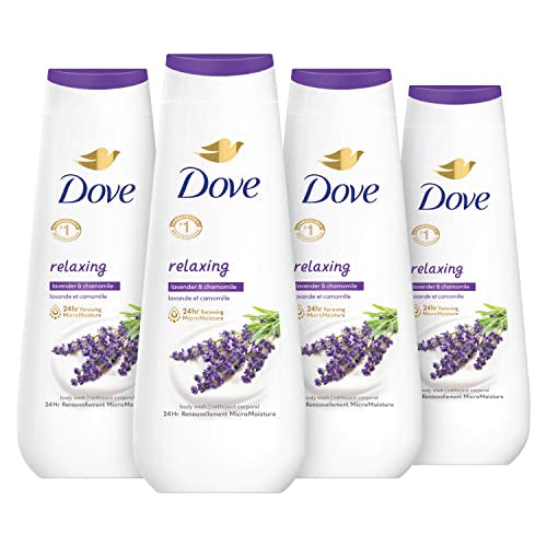 Dove Body Wash 4 Count Relaxing Lavender Oil & Chamomile for Renewed, Healthy-Looking Skin Gentle Skin Cleanser with 24hr Renewing MicroMoisture 20 oz