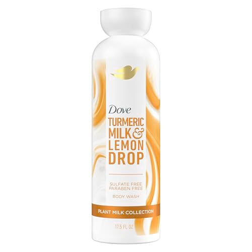 Dove Plant Milk Cleansing Body Wash Turmeric & Lemon for Moisturized Skin Gentle Cleanser, No Sulfates or Parabens, pH balanced 17.5 fl oz