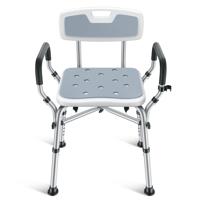 Shower Chair for Inside Shower, BRITULIF 550 lbs Heavy Duty Shower Chair for Elderly and Disabled, Shower Chair with Arms and Back, FSA/HSA Eligible, 6 Height Adjustable, Ideal for Seniors and Adults