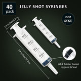 JOLLY PARTY 40 Pack Jelly Shot Syringes, 2 oz Jelly Shot Syringe With Caps, Reusable Plastic Syringe for Jelly Shot, Halloween Jelly Shot Syringes for Party, Christmas, Thanksgiving