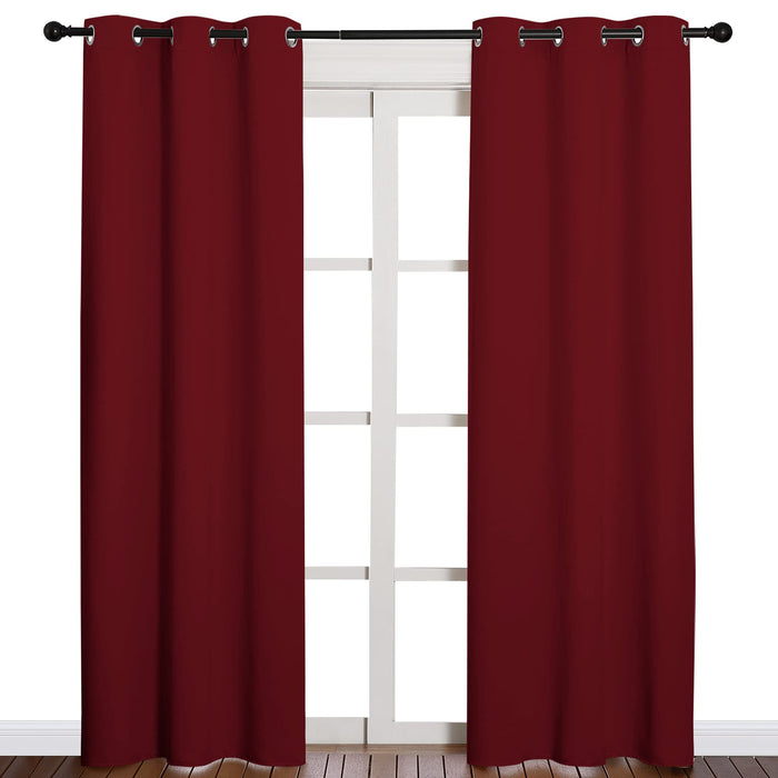 NICETOWN Home Decorations Thermal Insulated Solid Grommet Top Blackout Living Room Curtains/Drapes for Christmas & Thanksgiving Gift (1 Pair, 42 x 84 inches, Burgundy Red)