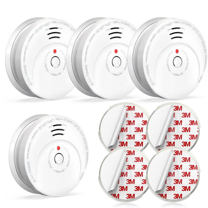 Jemay Smoke Detector, Smoke Alarm with Advanced Photoelectric Technology, Smoke Detector with Test Button and Low Battery Reminder, Fire Alarm with Battery Backup Used in Home, AW106, 4 Packs