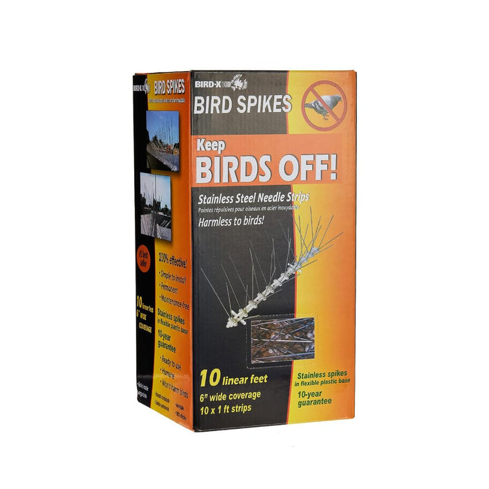 Bird-X (STS-10-R) STAINLESS STEEL SPIKES-10' Standard, 10 feet, Silver