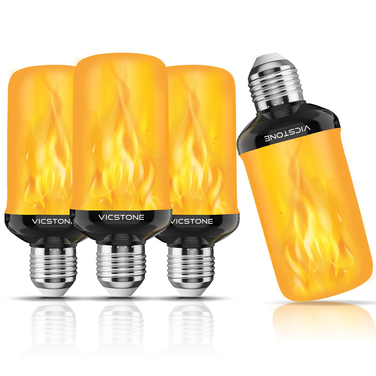 Vicstone Upgraded LED Flame Light Bulbs, 4-Mode Flickering Light Bulbs