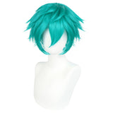 Anogol Hair Cap + Short Teal Green Men's Cosplay Turquoise Wig for Cosplay Men Teal Bluish Green Wigs for Halloween Christmas Event Costume Party