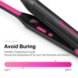 Terviiix Pencil Flat Iron, Small Flat Irons for Short Hair, Beard and Pixie Cut, 3/10 Inch Ceramic Tourmaline Mini Hair Straightener Dual Voltage with Adjustable Temperature, Auto Shut Off