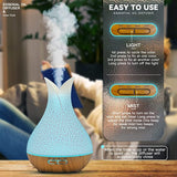 Katusie 500ML Essential Oil Diffuser with 10 Essential Oils Gift Set, Aromatherapy Diffuser Humidifier with 2 Mist Mode 4 Timers＆ 7 Ambient Light Waterless Auto Off for Large Room Home Office