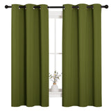 NICETOWN Christmas Window Decoration Thermal Insulated Solid Grommet Blackout Curtains/Drapes for Living Room (1 Pair, 42 by 63 inches, Olive Green)