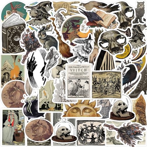 Medieval Witch Stickers,Witchy Stickers,Vintage Aesthetic Stickers for Water Bottles Laptop,Magic Fantasy Stickers