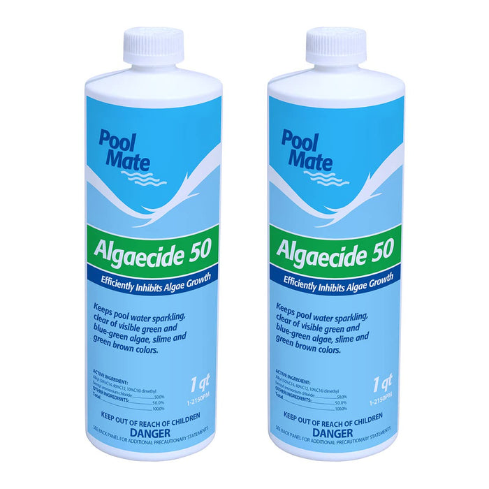 Pool Mate 1-Quart 2-Pack Premium Algaecide 50, Algaecide for Pool, Made in USA