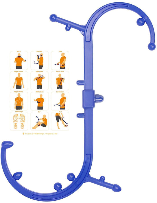Sokiss Back Massager Hook, Trigger Point Therapy Cane Massage Self Back & Neck Massager for Deep Pressure & Myofascia Pain Relief Massage Stick Blue