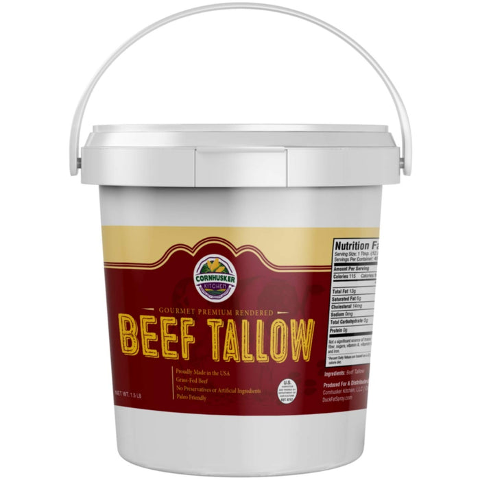 Cornhusker Kitchen Beef Tallow - Grass fed Beef Tallow (1.5 Pound Tubs)