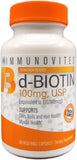 IMMUNOVITES High Dose Biotin (as d-Biotin, USP) 100mg (Equivalent to 100,000mcg) 90 Capsules, High Potency
