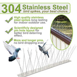 Valibe Bird Spikes for Small Birds Pigeons 43 Feet Coverage 40 Pack Stainless Steel Bird Spikes Kit Metal Bird Deterrent Spikes with Uninstalled Pins