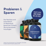 Propionsäure (Natriumpropionat) - 200 Kapseln (500mg) - Deutsche Herstellung - Vegan - TRUE NATURE®