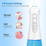 Water Dental Flosser Cordless Oral Irrigator, Portable and Rechargeable Water Teeth Pick with 3 Modes 4 Jet Tips, 300ML IPX7 Waterproof Dental Flosser for Oral Care