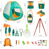 Meland Kids Camping Set with Tent - Toddler Toys for Boys with Campfire, Camping Toys for Kids Indoor Outdoor Pretend Play, Gift Idea for Boys Age 3,4,5,6 Year Old Birthday Christmas (Green)