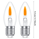 Flicker Flame Light Bulb Flame Tip Halloween Chandelier Flickering Light Bulbs Christmas Replacement Orange Glow Bulbs Crystal Clear Candle Bulb for E26 Edison Base (Clear, C35(2pack))