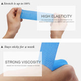 PTmehuu Kinesiology Tape Extra Wide 2 inch 4 inch x 16.4 feet Roll Waterproof Latex Free Athletic for Pain Relief, Muscle Support, Recovery