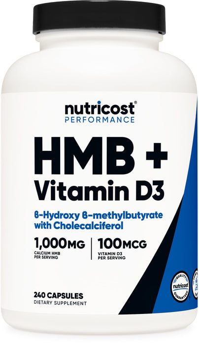 Nutricost HMB (1000mg) and Vitamin D3 (4000 IU) Supplement - 240 Capsules, 120 Servings - Gluten Free and Non-GMO