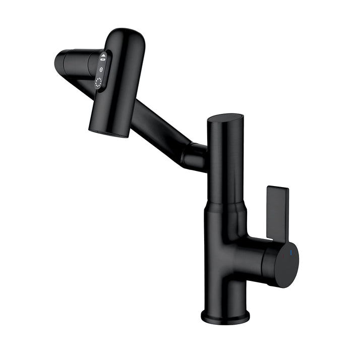 Lefton Rotatable Bathroom Faucet with Temperature Display (Batteries-Free), 3 Water Outlet Modes, Matte Black, BF2204-3