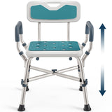 PELEGON Shower Chair (450lb) with Padded Armrests and Back, Shower Chair for Elderly and Disabled, Adjustable Height Shower Seat, Heavy Duty Shower Chair for Inside Shower, Handicap Shower Chair- Teal