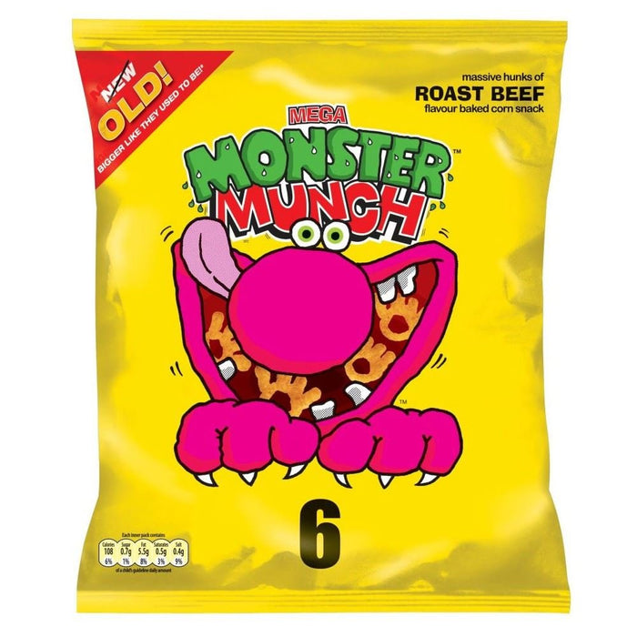 WALKERS Monster Munch Roast Beef Snacks 22g X 6