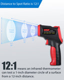 Wintact Infrared Surface Thermometer -58℉ to 1202℉, Dew Point/Mould Detector, Laser Temperature Humidity Gun, Hygrometer, Pyrometer with Thermocouple for Home, HVAC Black