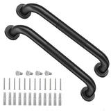 2 Pack Shower Grab Bars for Bathroom 16 Inch Black Stainless Steel Anti-Slip Knurled Grip Home Care Bath Handrail Safety Hand Rail Support for Showers Seniors Elderly Assist Handicap Bath Handle