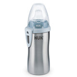 NUK Active Cup Toddler's Drinking Bottle, 12+ Months, Stainless Steel, Leak-Proof, Anti-Colic, BPA-Free, 215 ml, Blue