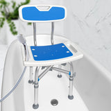 Heavy Duty Shower Chair with Back 550lb, Height Adjustable Bath Seat with EVA Pad, Anti-Slip Shower Bench Bathtub Stool for Elderly, Senior, Handicap & Disabled, Tool-Free Assembly