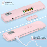 YourMate Toothbrush Sanitizer Case Travel Toothbrush Covers Case for Houshold and Traveling Power by AA Battery or USB-C Pink