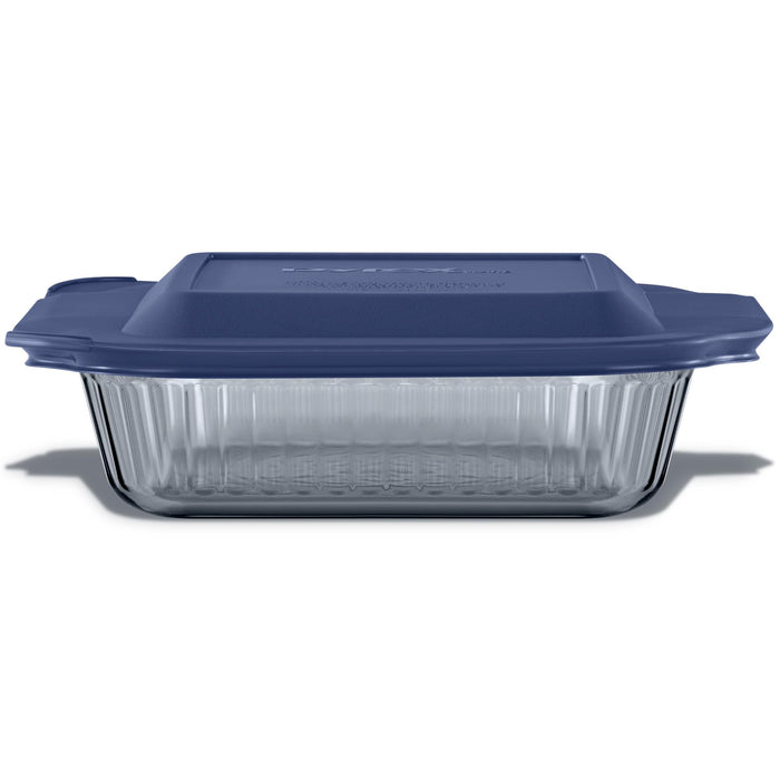 Pyrex Colors Tinted (8x8) Glass Baking Dish with BPA-Free Lid, Oblong Bakeware Glass Pan For Casserole & Lasagna, Dishwasher, Freezer, Microwave and Pre-Heated Oven Safe, Smoke