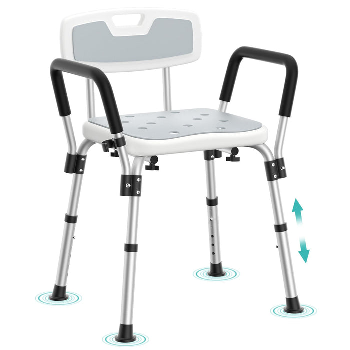 Kicimpro HSA/FSA Shower Chair for Elderly and Disabled, 10 Mins Installation, Heavy Duty Shower Chair for Inside Shower Tub, 6 Adjustable Height Shower Seat for 5'1"-6'4" Users, Bath Chair with Pad