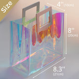 VUOJUR 10pcs Holographic Small Gift Bags 8.3x8x4'' Clear Reusable Birthday Gift Bags for Women Girl Iridescent Christmas Gift Bags with Handle