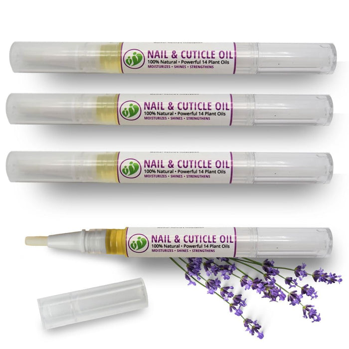 MONA BRANDS Revitalizing Natural Nail Oil Cuticle PEN with 14 Plant oils | Restores & Protects Damaged Cuticles & Nails | Moisturizes, Strengthens, Soothes, Shines (4-PK LAVENDER (2.5 mL each))