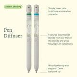 Lifelines 2 Pack Pen Diffuser in Crisp Mountain Air & Walk in The Woods Essential Oil Blends, Elegant 1.0mm Ballpoint Tip, Black Pen, Ink Refill Included