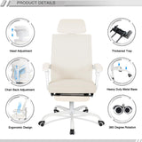 Qulomvs Mesh Ergonomic Office Chair with Footrest Home Office Desk Chair with Headrest and Backrest 90-135 Adjustable Computer Executive Desk Chair with Wheels 360 Swivel Task Chair