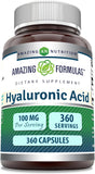 Amazing Formulas Hyaluronic Acid 100 Mg Capsules Supplement | Non-GMO | Gluten Free | Made in USA (1 Pack, 360 Count)