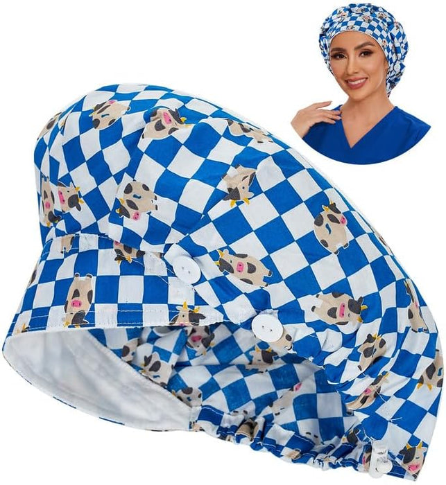 COZYFIT Medical Scrub Caps Button Sweatband Adjustable Working Cap Women Men One Size Medical Unrsing Uniform