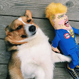 FUZZU Donald Trump Political Parody Novelty Durable Dog Chew Toy with Squeaker, Small 12"